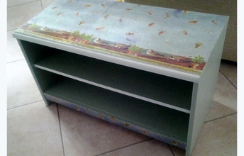 Scarpiera GREVBACK trasformata con il decoupage